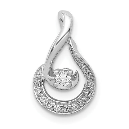 14k White Gold 1/8ct. Real Diamond Teardrop Chain Slide