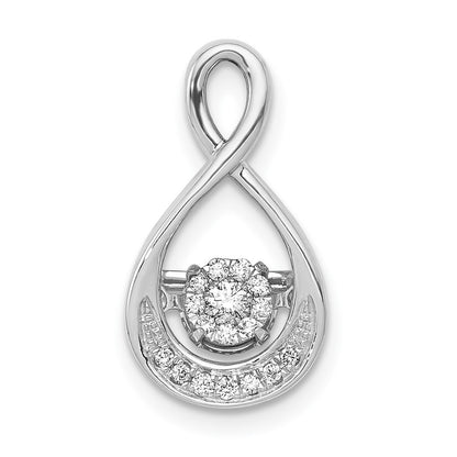 14k White Gold 1/10ct. Vibrant Moving Real Diamond Teardrop Chain Slide Pendant