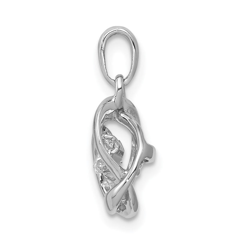 14k White Gold 1/4ct. Vibrant Real Diamond Intertwined Rings Pendant