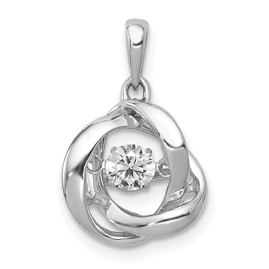 14k White Gold 1/4ct. Vibrant Real Diamond Intertwined Rings Pendant