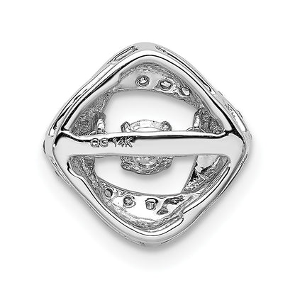 14k White Gold 1/4ct. Vibrant Real Diamond Entwined Squares Chain Slide