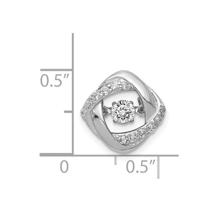 14k White Gold 1/4ct. Vibrant Real Diamond Entwined Squares Chain Slide