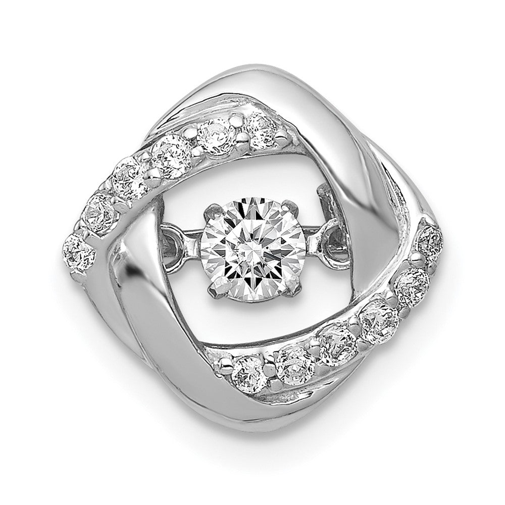 14k White Gold 1/4ct. Vibrant Real Diamond Entwined Squares Chain Slide