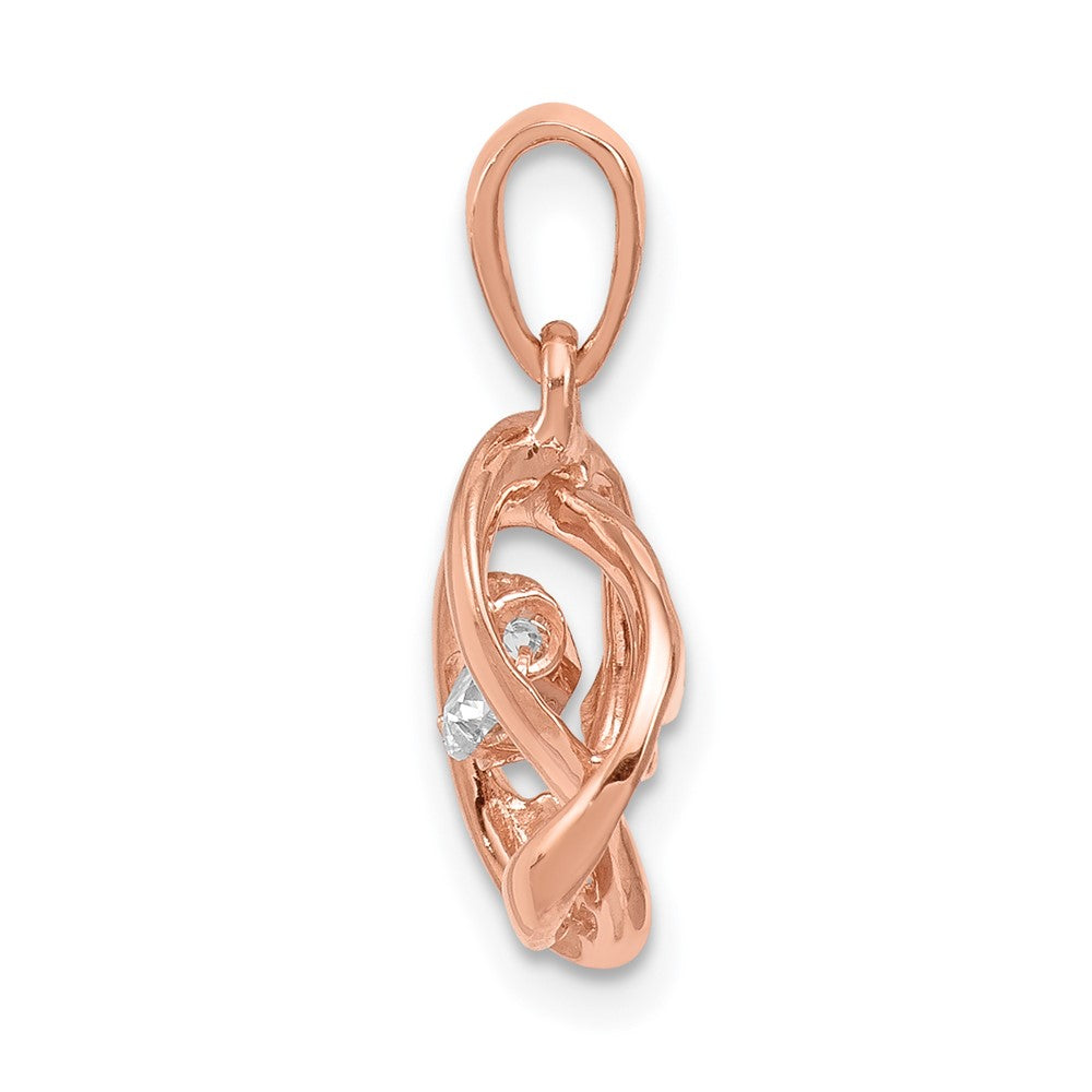 14k Rose Gold 1/5ct. Vibrant Real Diamond Intertwined Rings Pendant
