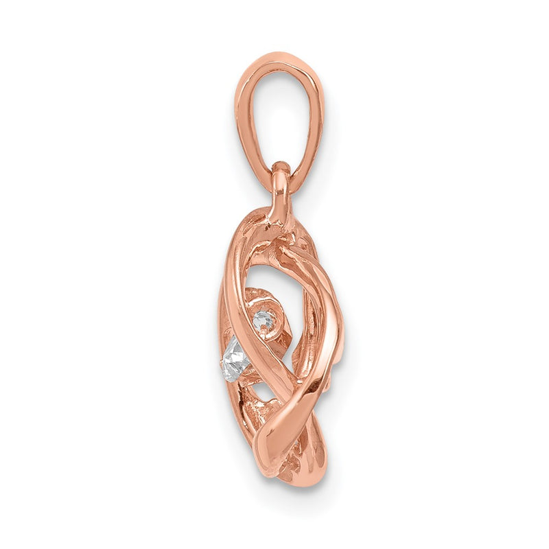 14k Rose Gold 1/5ct. Vibrant Real Diamond Intertwined Rings Pendant