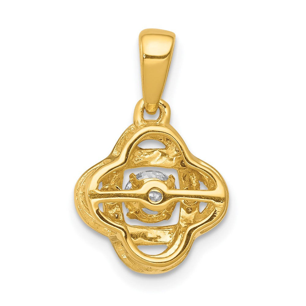 14K Yellow Gold 1/3ct. Vibrant Moving Real Diamond Fancy Knot Pendant