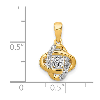 14K Yellow Gold 1/3ct. Vibrant Moving Real Diamond Fancy Knot Pendant