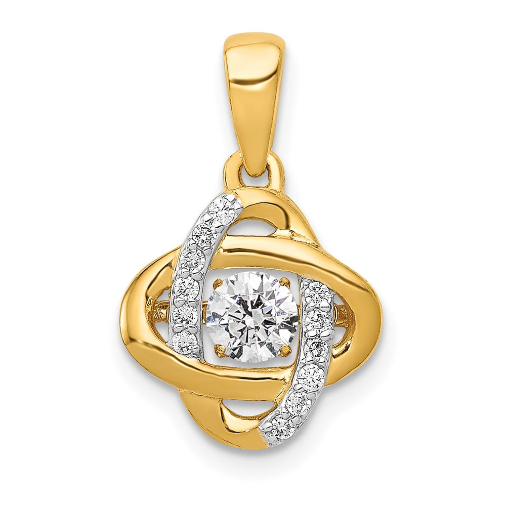 14K Yellow Gold 1/3ct. Vibrant Moving Real Diamond Fancy Knot Pendant