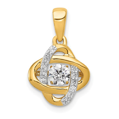 14K Yellow Gold 1/3ct. Vibrant Moving Real Diamond Fancy Knot Pendant