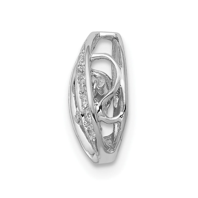14k White Gold 1/3ct. Vibrant Real Diamond Oval Chain Slide
