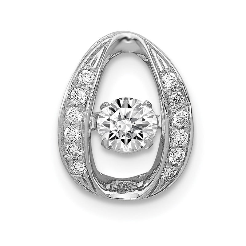14k White Gold 1/3ct. Vibrant Real Diamond Oval Chain Slide
