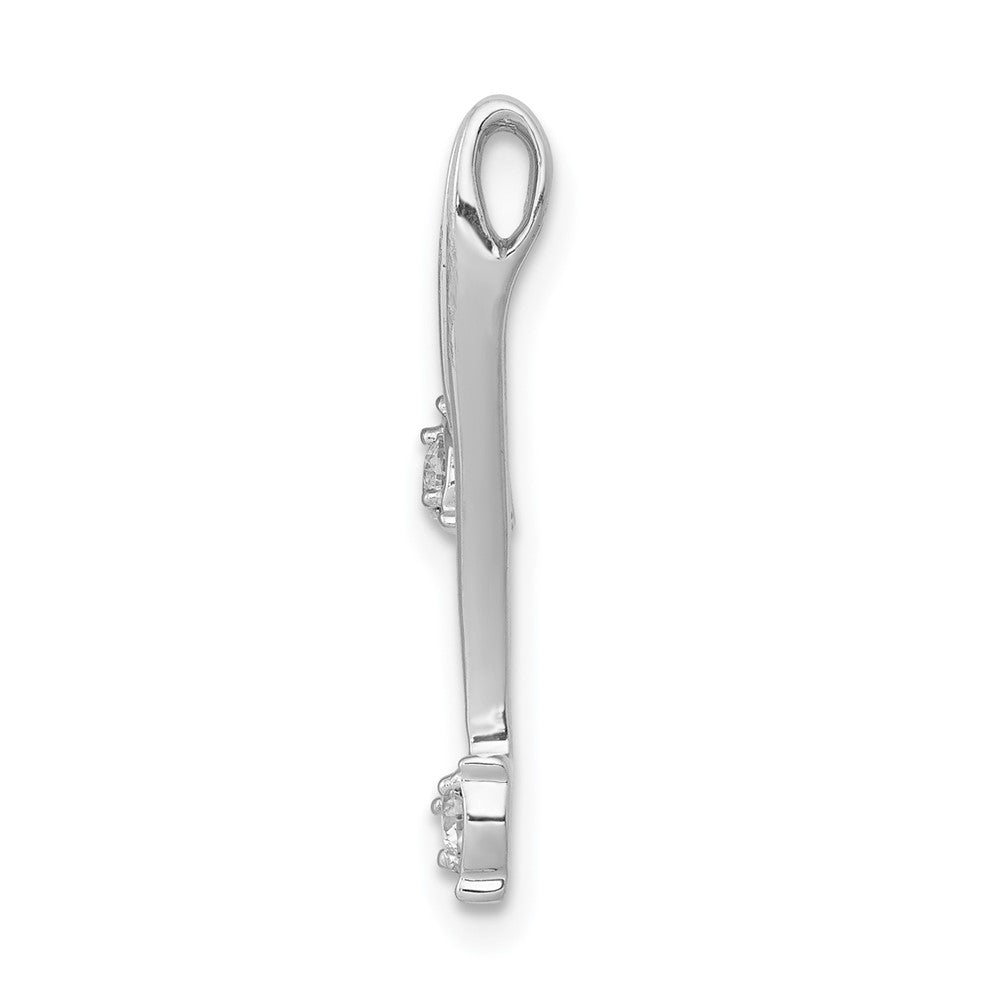 14k White Gold 1/10ct. Real Diamond Double Curved Lines Chain Slide