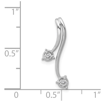 14k White Gold 1/10ct. Real Diamond Double Curved Lines Chain Slide