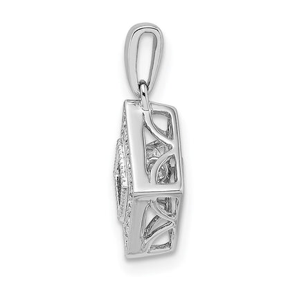 14k White Gold 1/2ct. Vibrant Real Diamond Tilted Square Pendant