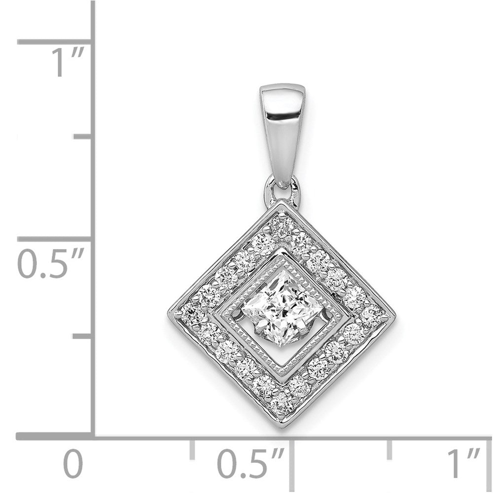 14k White Gold 1/2ct. Vibrant Real Diamond Tilted Square Pendant