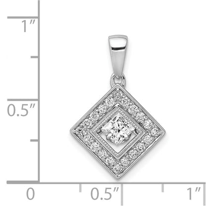 14k White Gold 1/2ct. Vibrant Real Diamond Tilted Square Pendant