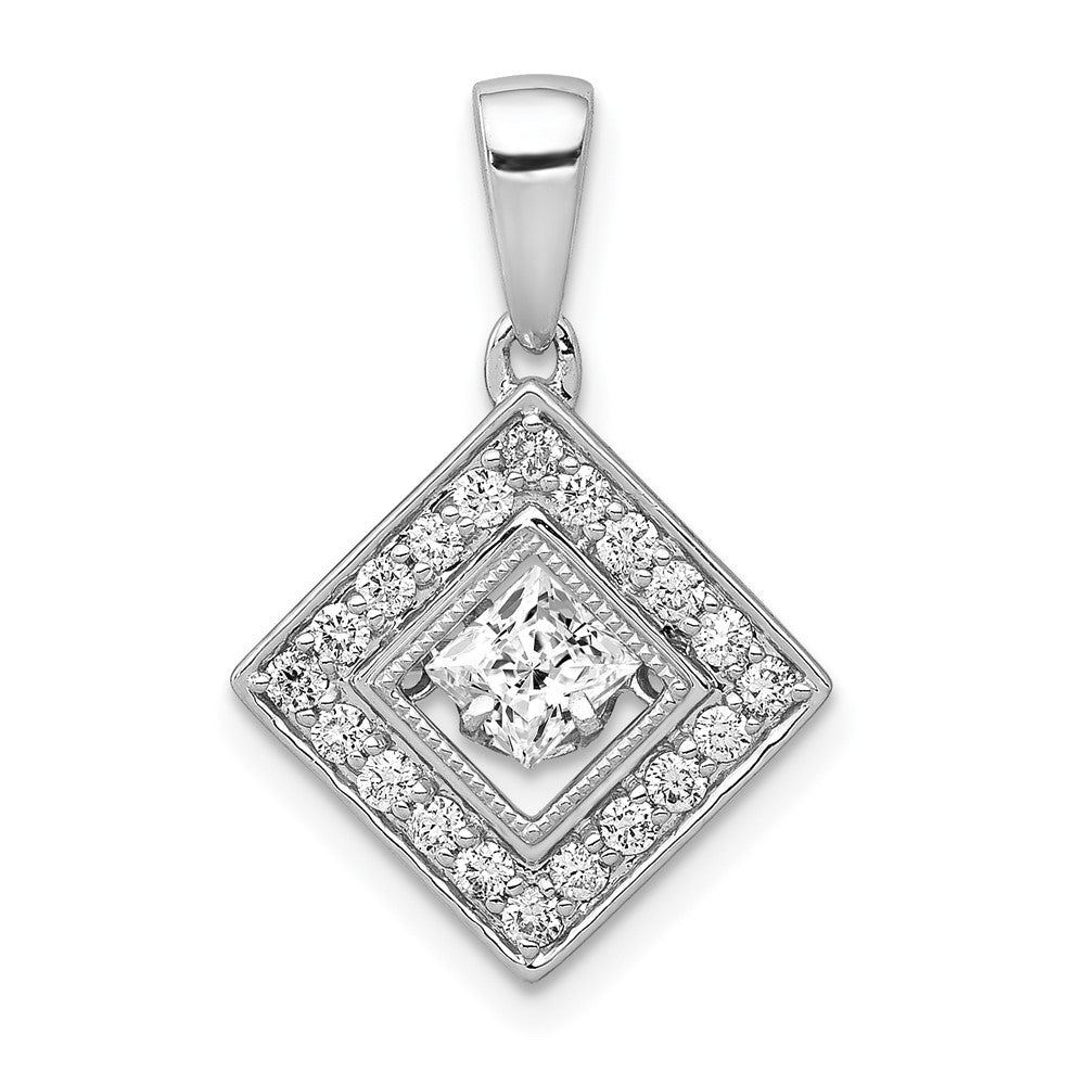 14k White Gold 1/2ct. Vibrant Real Diamond Tilted Square Pendant