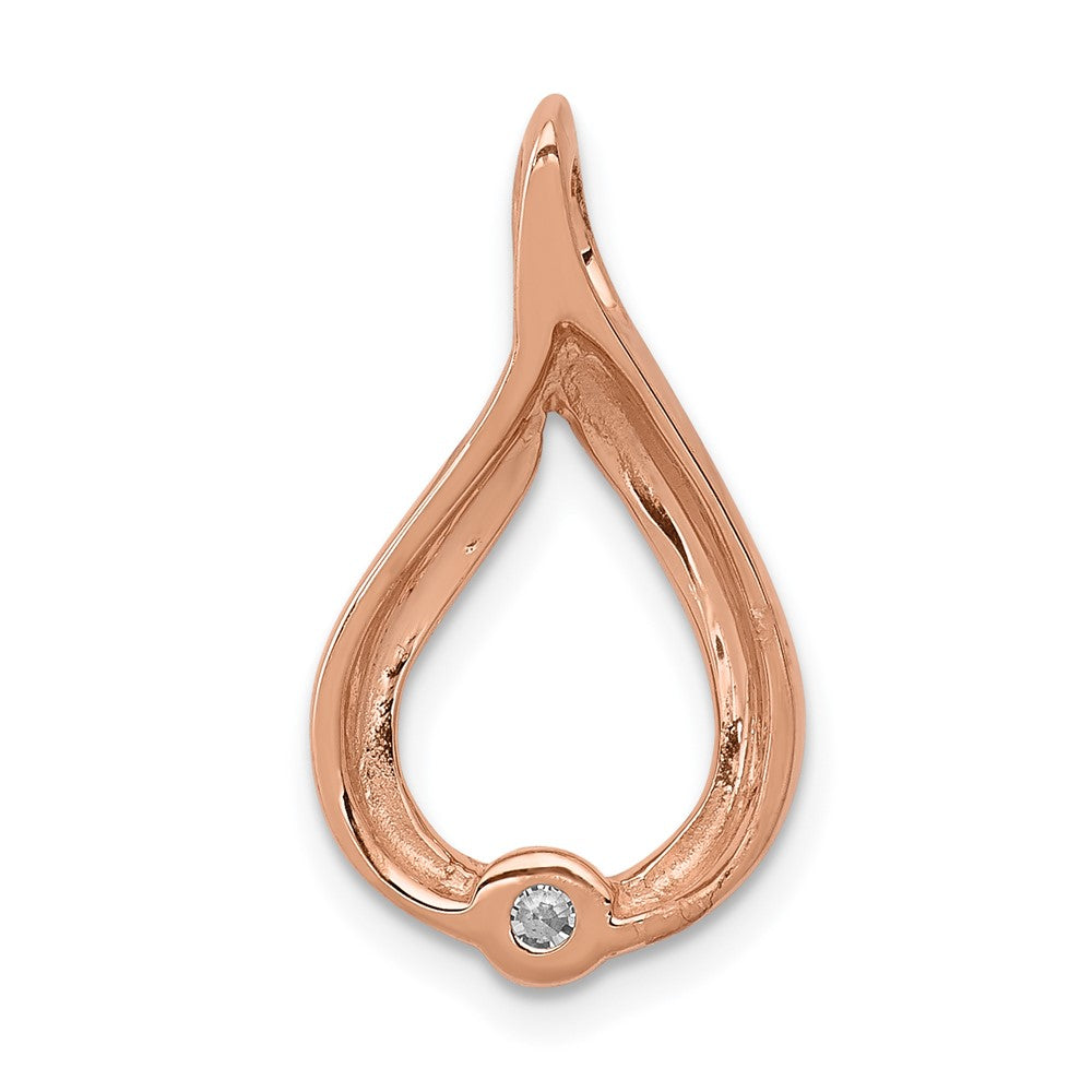 14k Rose Gold 1/10ct. Real Diamond Teardrop Chain Slide