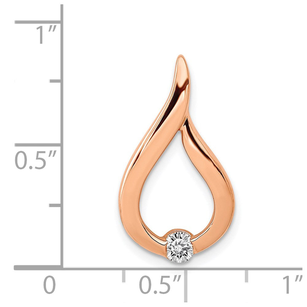 14k Rose Gold 1/10ct. Real Diamond Teardrop Chain Slide