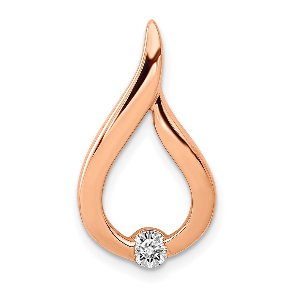 14k Rose Gold 1/10ct. Real Diamond Teardrop Chain Slide