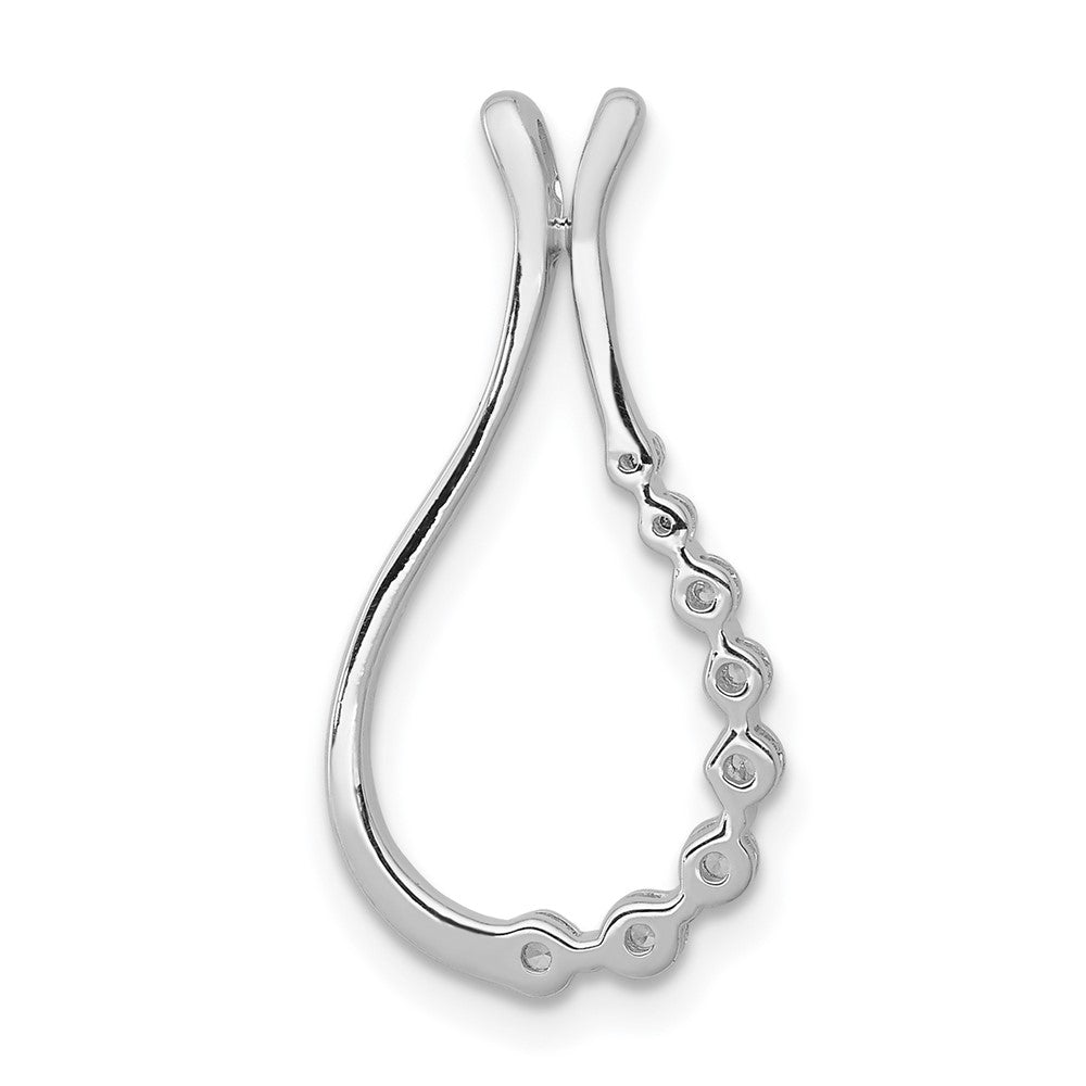 14k White Gold 1/5ct. Real Diamond Polished Teardrop Chain Slide