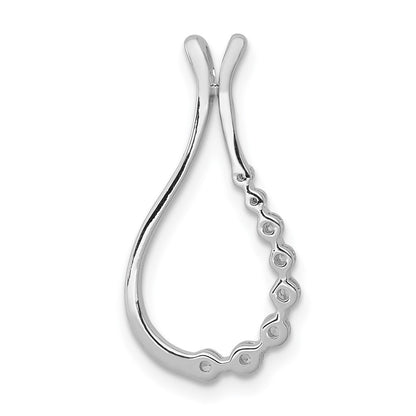 14k White Gold 1/5ct. Real Diamond Polished Teardrop Chain Slide