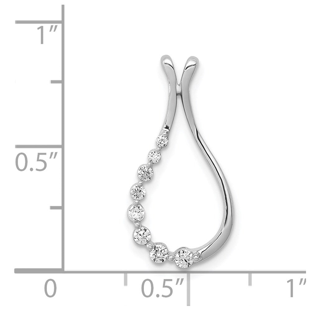 14k White Gold 1/5ct. Real Diamond Polished Teardrop Chain Slide