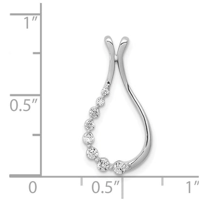 14k White Gold 1/5ct. Real Diamond Polished Teardrop Chain Slide