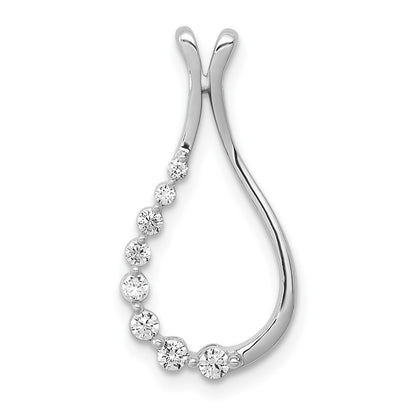 14k White Gold 1/5ct. Real Diamond Polished Teardrop Chain Slide