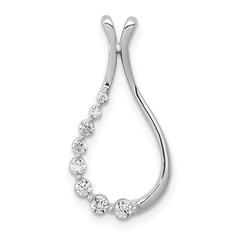 14k White Gold 1/5ct. Real Diamond Polished Teardrop Chain Slide