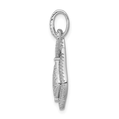 14k White Gold Pave 1/3ct. Real Diamond Fancy Dangle Pendant