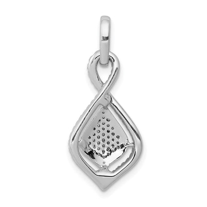 14k White Gold Pave 1/3ct. Real Diamond Fancy Dangle Pendant