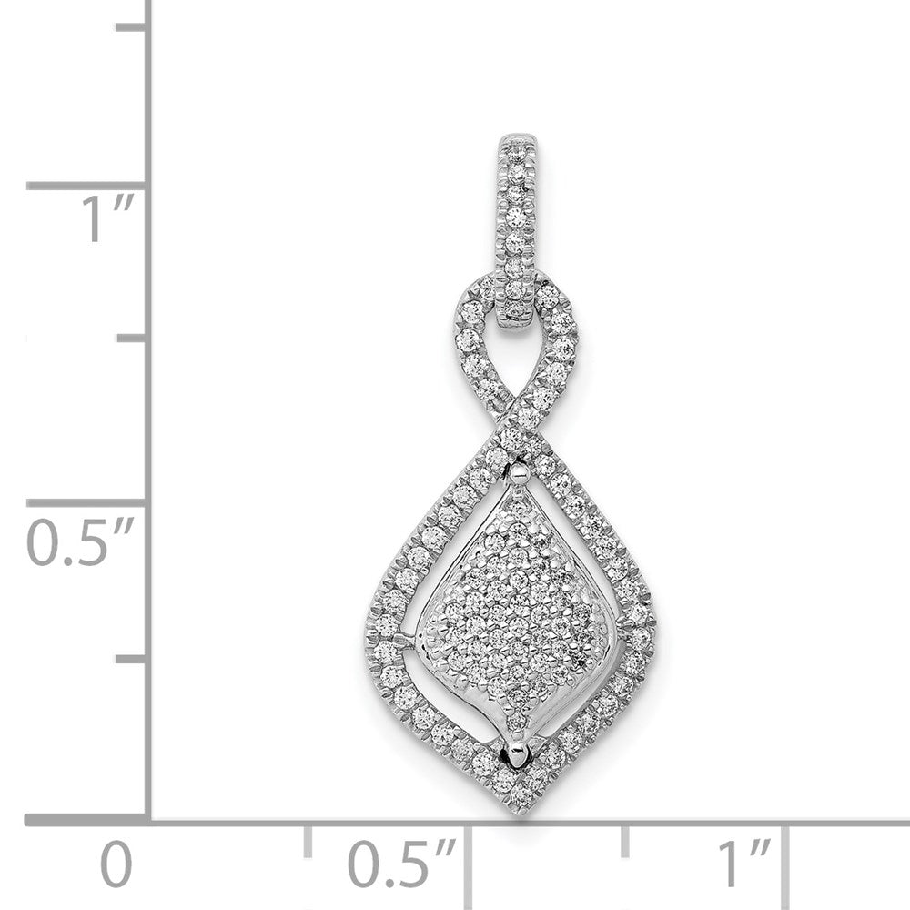14k White Gold Pave 1/3ct. Real Diamond Fancy Dangle Pendant