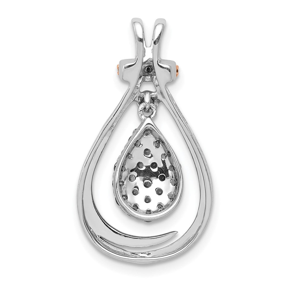 14k White Gold w/Rose Rhodium 1/4ct Champagne Real Diamond Chain Slide