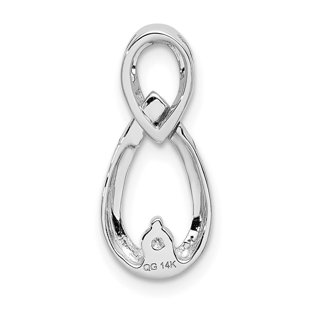 14k White Gold 1/20ct. Real Diamond Teardrop Infinity Chain Slide