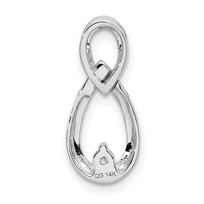 14k White Gold 1/20ct. Real Diamond Teardrop Infinity Chain Slide