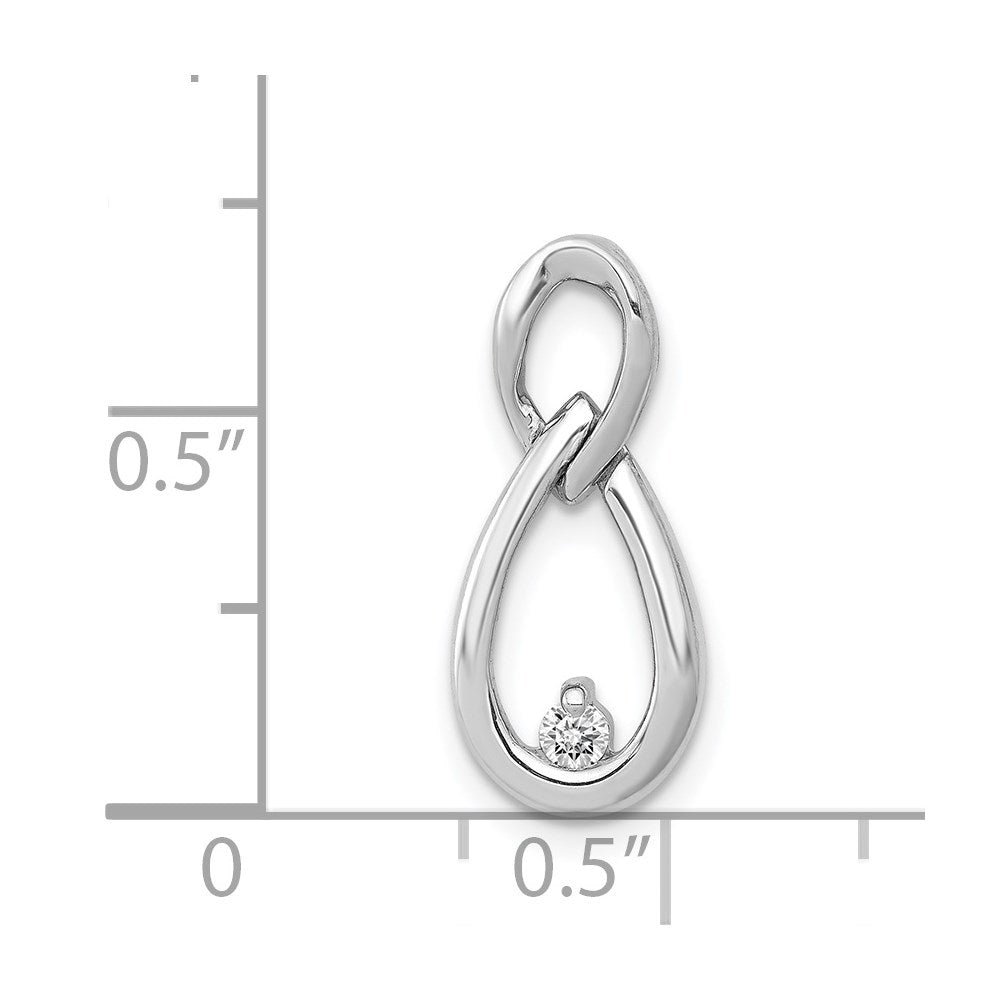 14k White Gold 1/20ct. Real Diamond Teardrop Infinity Chain Slide
