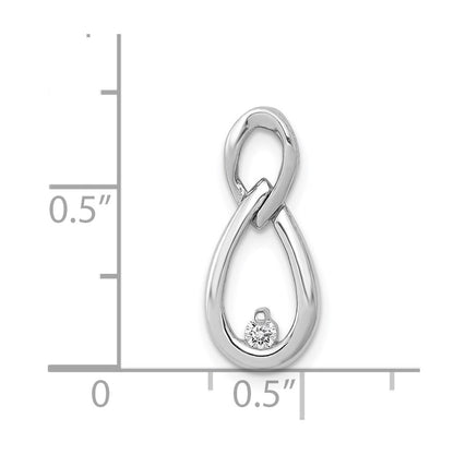 14k White Gold 1/20ct. Real Diamond Teardrop Infinity Chain Slide