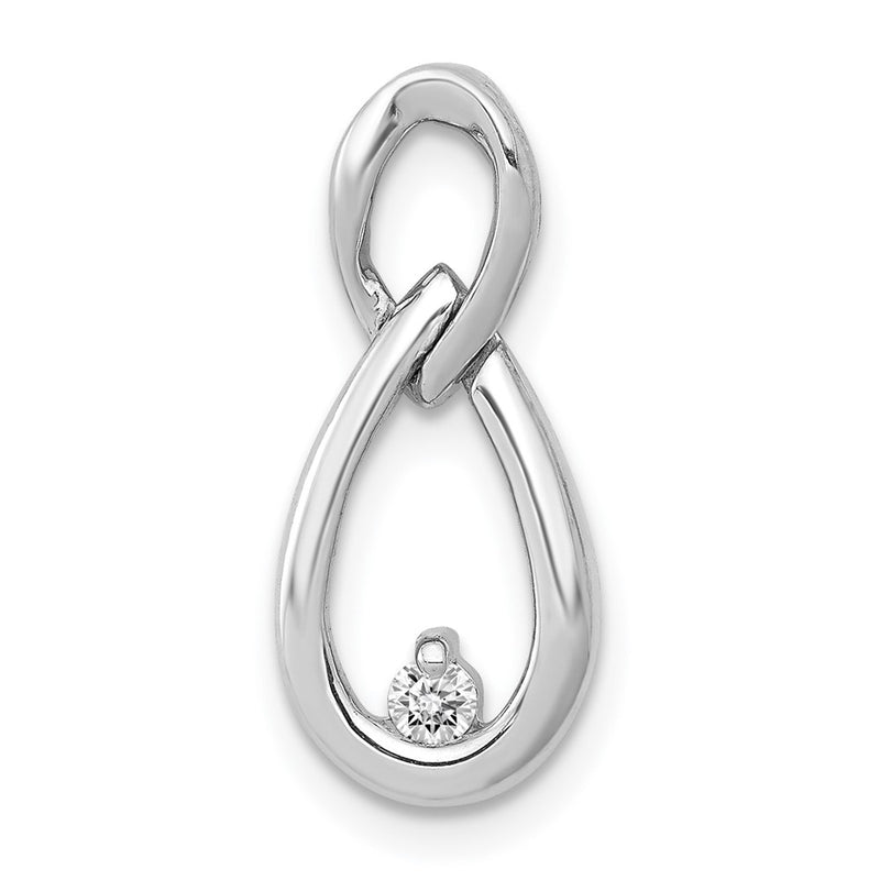 14k White Gold 1/20ct. Real Diamond Teardrop Infinity Chain Slide
