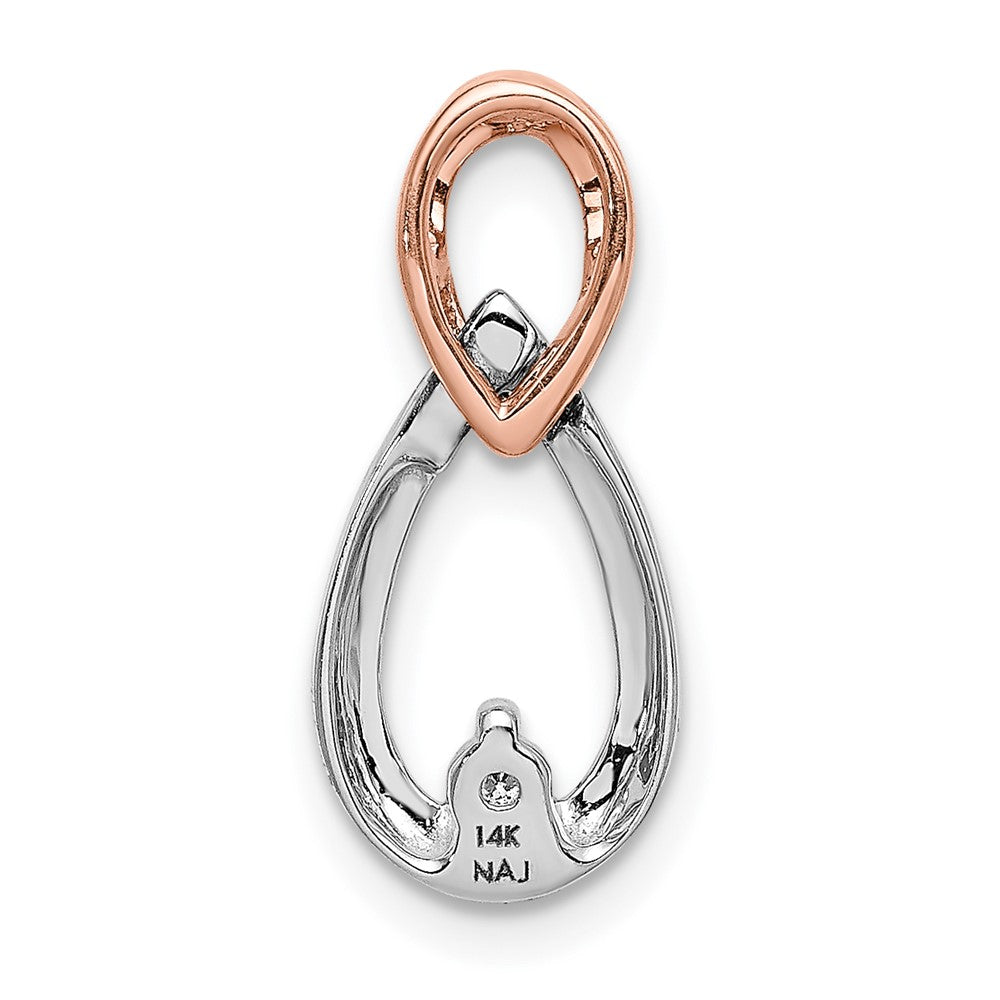 14k White and Rose Gold 1/20ct. Real Diamond Teardrop Infinity Chain Slide