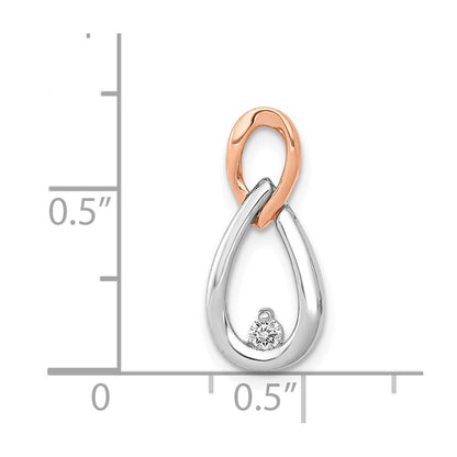 14k White and Rose Gold 1/20ct. Real Diamond Teardrop Infinity Chain Slide