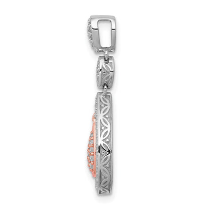 14k Rose and White Gold 1/4ct. Real Diamond Double Teardrop Chain Slide
