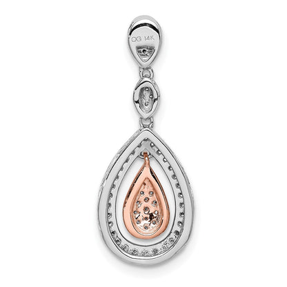 14k Rose and White Gold 1/4ct. Real Diamond Double Teardrop Chain Slide