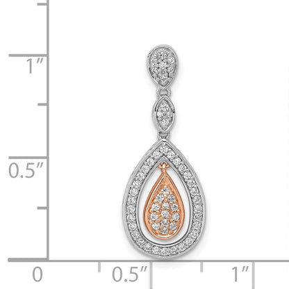14k Rose and White Gold 1/4ct. Real Diamond Double Teardrop Chain Slide