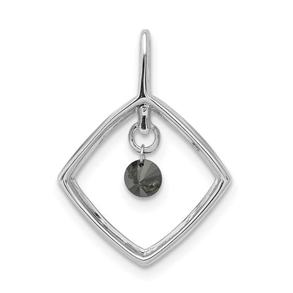 14k White Gold 1/6ct. Black Real Diamond Dangle Pendant
