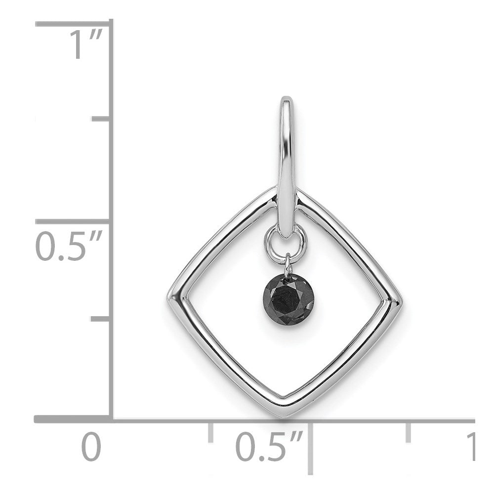 14k White Gold 1/6ct. Black Real Diamond Dangle Pendant