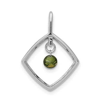 14k White Gold 1/6ct. Green Real Diamond Dangle Pendant