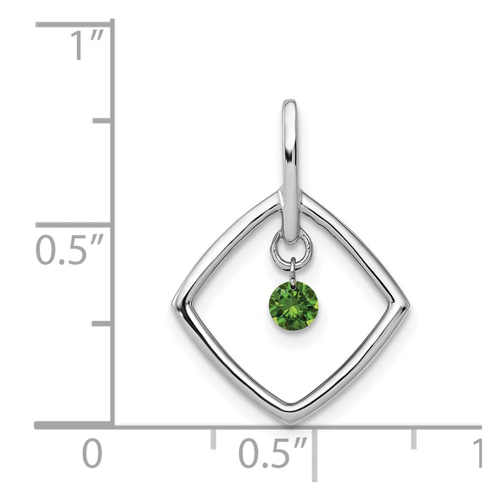 14k White Gold 1/6ct. Green Real Diamond Dangle Pendant