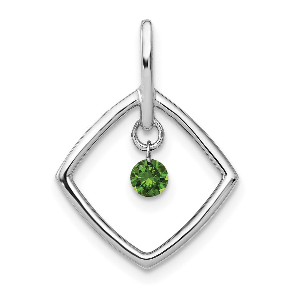 14k White Gold 1/6ct. Green Real Diamond Dangle Pendant