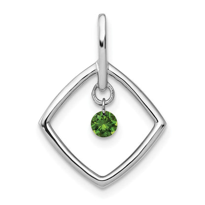 14k White Gold 1/6ct. Green Real Diamond Dangle Pendant